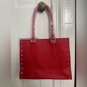 Red Studded Tote Bag by Elizabeth Arden. NWT.